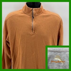 Tommy Bahama‎ Men's Long Sleeve 1/4 Zip Pullover Shirt Casual Orange